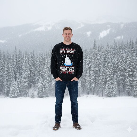 Bye Buddy Hope You Find Your Dad Sweatshirt Elf Mr. Narwhal (Medium) Christmas - Picture 2 of 7